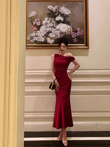 Sexy Mermaid Burgundy 18th Birthday Dress Long Party Birthday Outfits For Women DP0186 - Deanwangkt