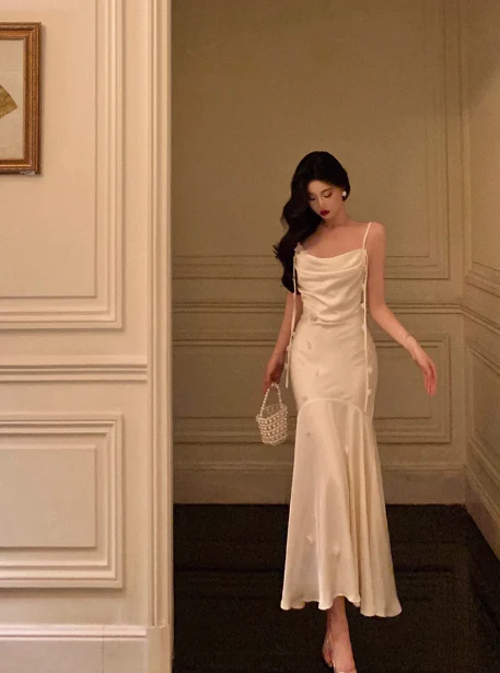 Classy Mermaid Straps Ivory 18th Birthday Dress Party Gown 21st Birthday Outfits Birthday Dress Ideas For Women DP594 - Deanwangkt