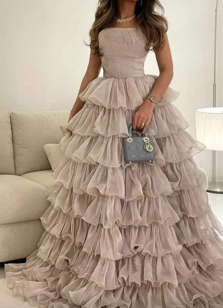 Pretty Ball Gown Strapless Tulle Long Quinceanera Dress Formal Gowns Vestido De 15 Anos Sweet 16 Dress W0330 - Deanwangkt
