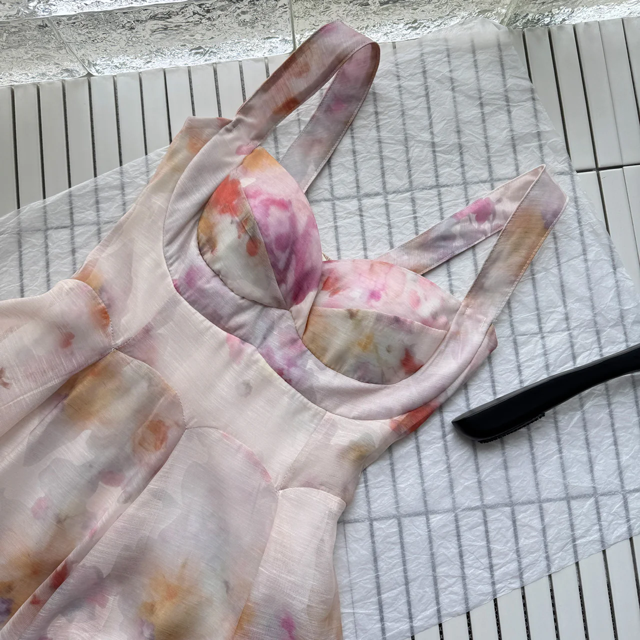 Cute A line Straps Floral Pink Short Summer Dress Holiday Party Birthday Outfits DP0138 - Deanwangkt