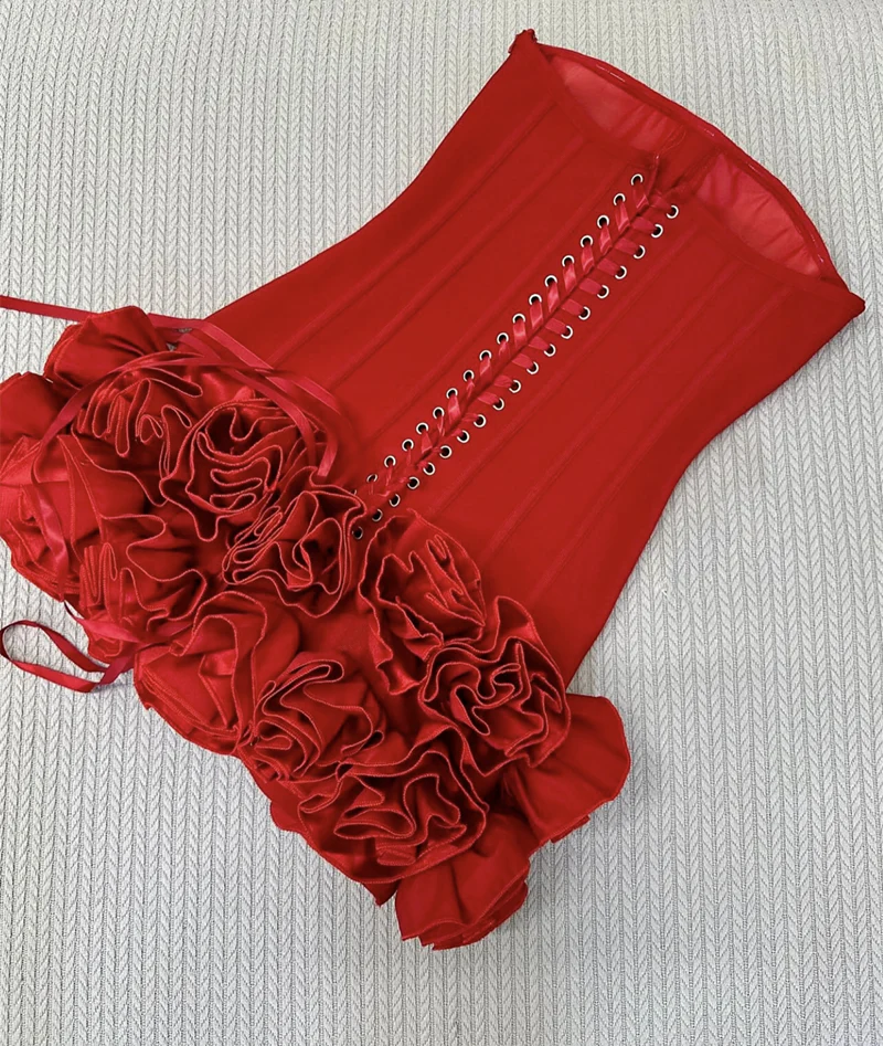 Cute Sheath Strapless Red Satin Formal Homecoming Dresses 18th Birthday Outfits Graduation Dress Short Mini Hoco Dresses DH2542 - Deanwangkt