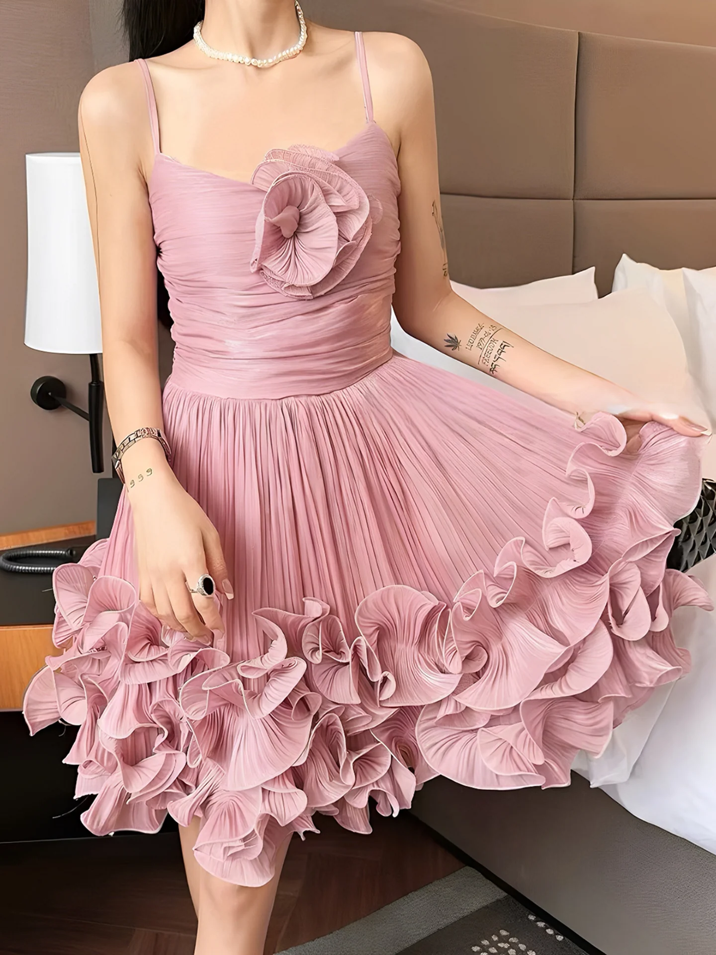 Pretty Ball Gown Spaghetti Straps Dusty Pink Formal Homecoming Dresses Short 16th Birthday Outfits Graduation Dress Mini Hoco Dresses DH2530 - Deanwangkt