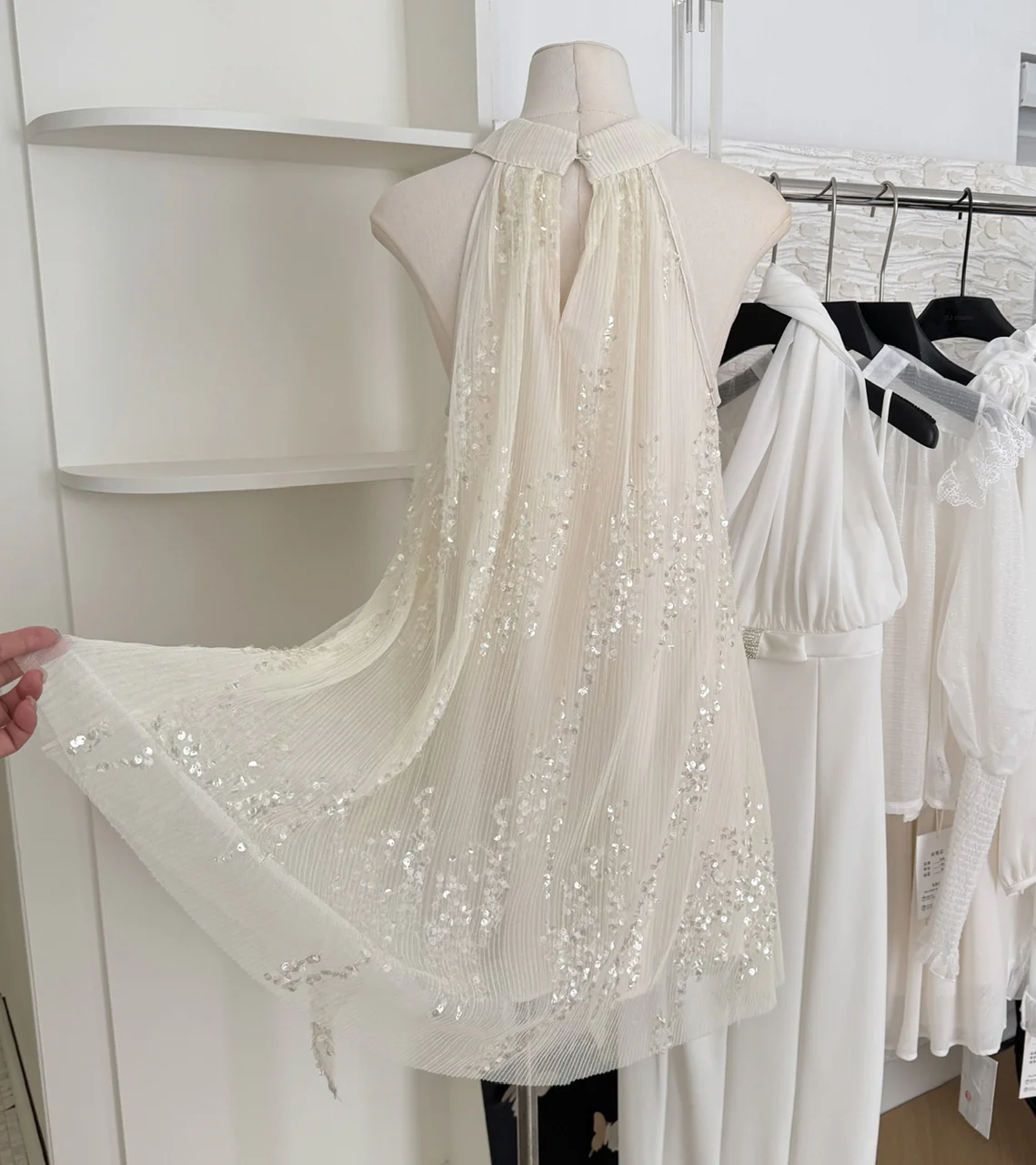 Sexy A line Jewel Neckline Sequin Short Summer Dress Holiday Party Outfits For Women DP0116 - Deanwangkt