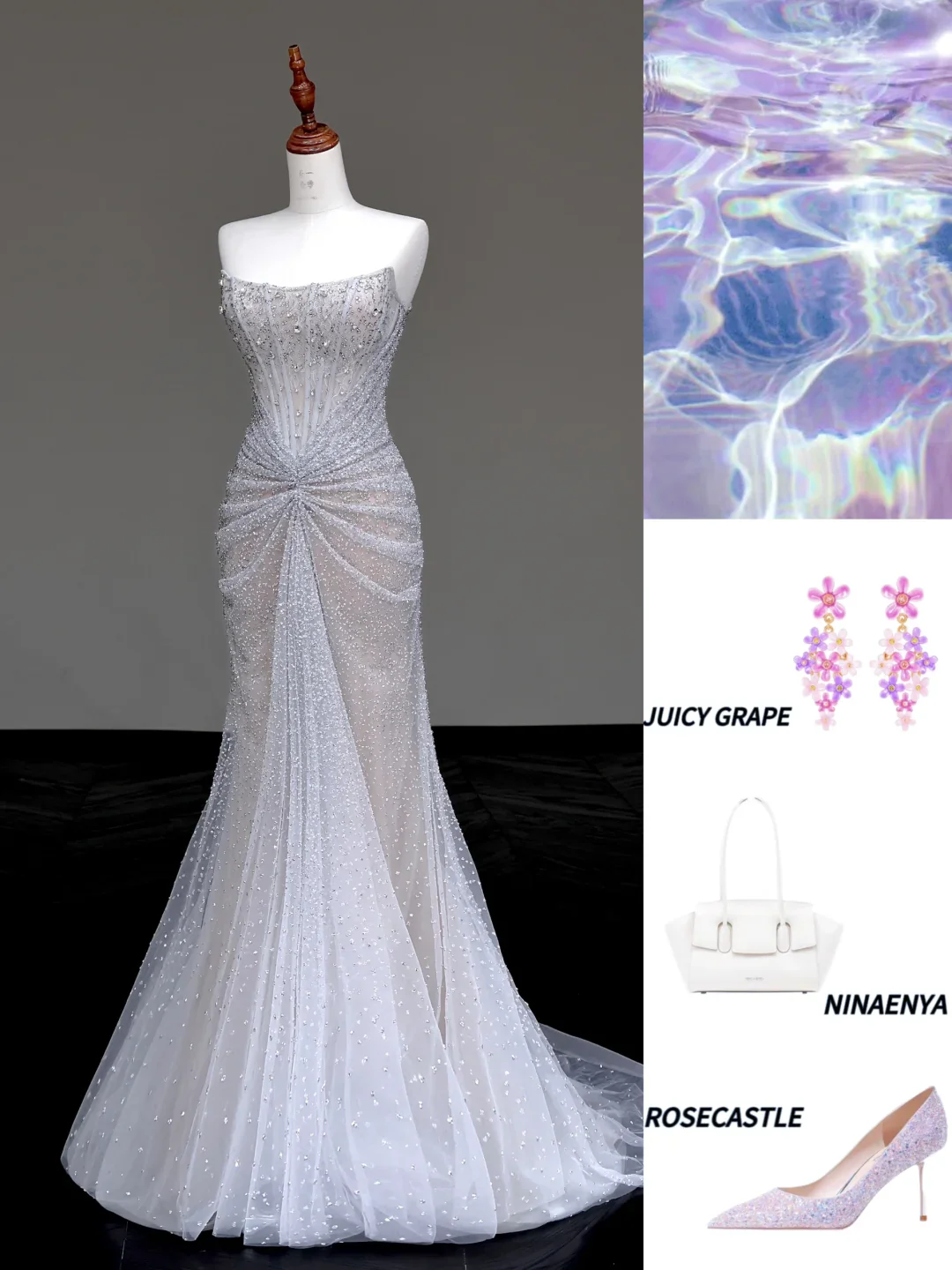 Gorgeous Mermaid Strapless Silver Gray Sequin Long Prom Dresses Graduation Dresses DP655 - Deanwangkt