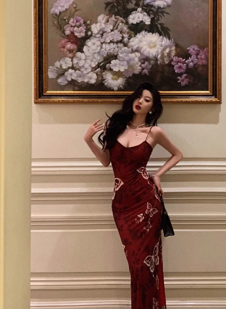 Classy Mermaid Spaghetti Straps Burgundy 18th Birthday Dress Party Gown 18th Birthday Outfits Birthday Dress Ideas For Women DP575 - Deanwangkt