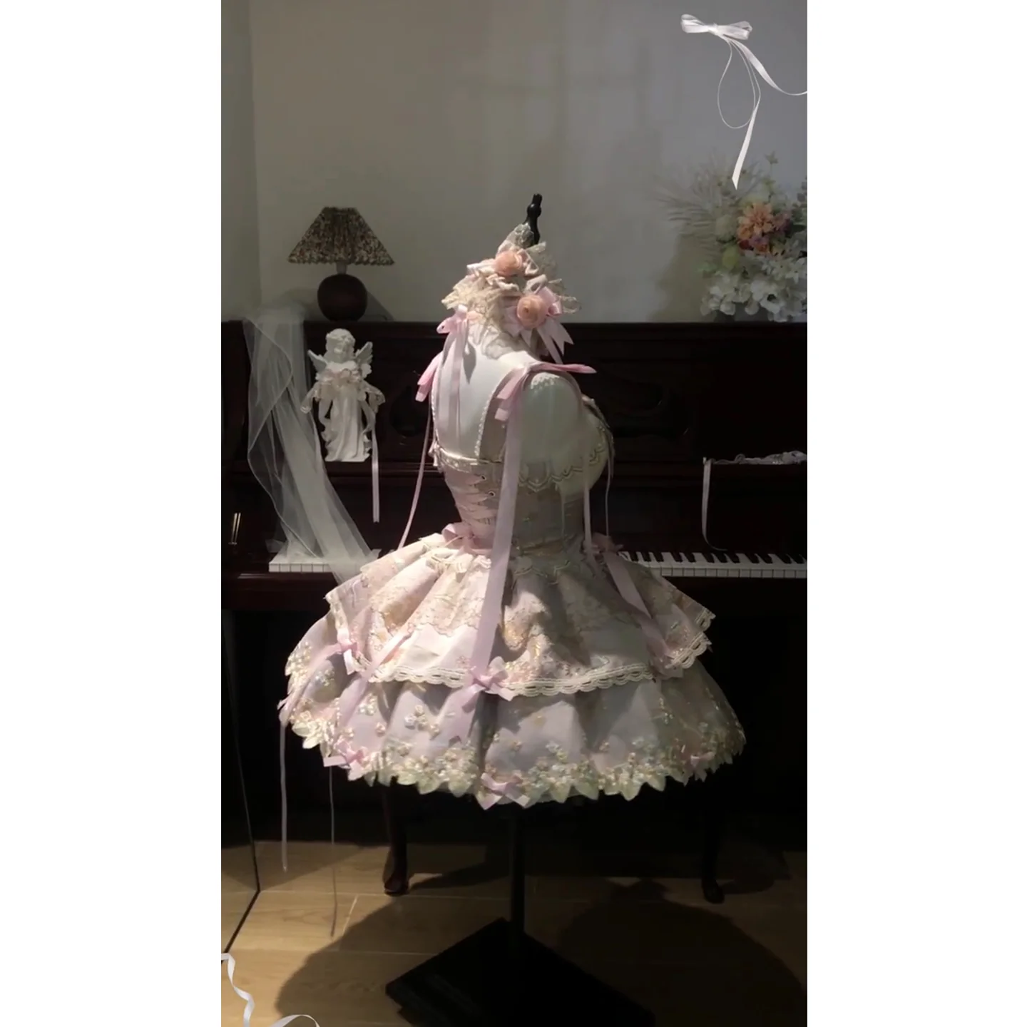 Vintage Ball Gown Spaghetti Straps Lace Summer 18th Birthday Dress Lolita Dress Mini 18th Birthday Outfits Short Lolita Outfit DH2405 - Deanwangkt