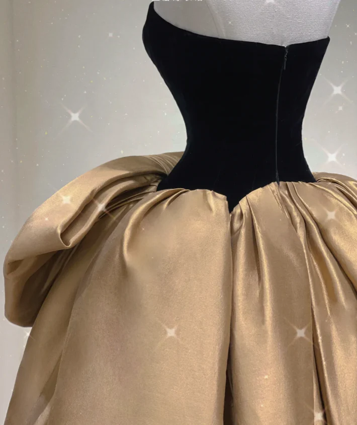 Modest Ball Gown Strapless Black Long Prom Dresses High School Outfits Graduation Dress Evening Dresses DP430 - Deanwangkt