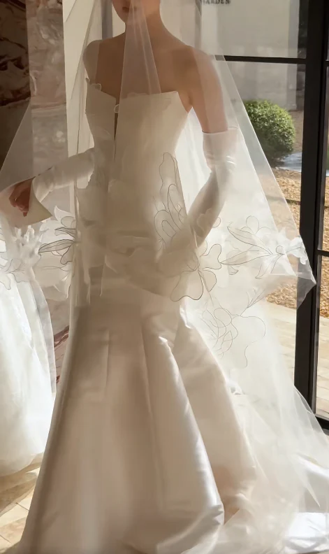 Timeless Strapless Mermaid Wedding Dresses Satin White Bridal Gowns DP3330 - Deanwangkt