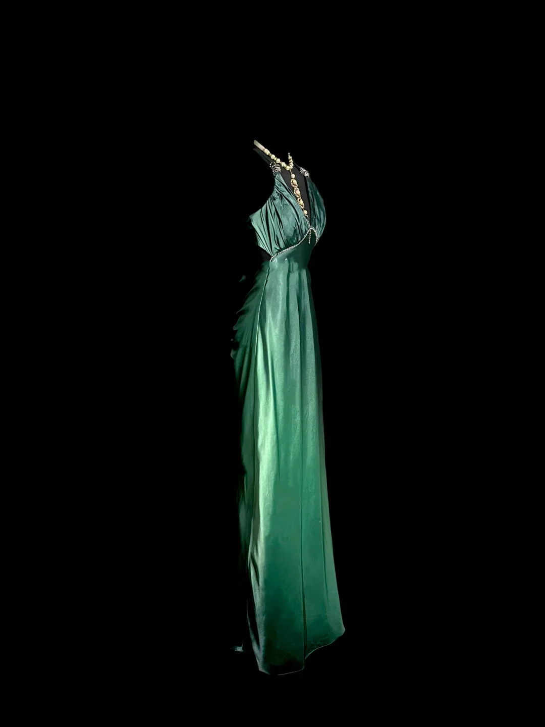 Vintage Mermaid Halter Green Satin Backless Long Evening Party Gowns Evening Formal Dresses Prom Dress DP2030 - Deanwangkt
