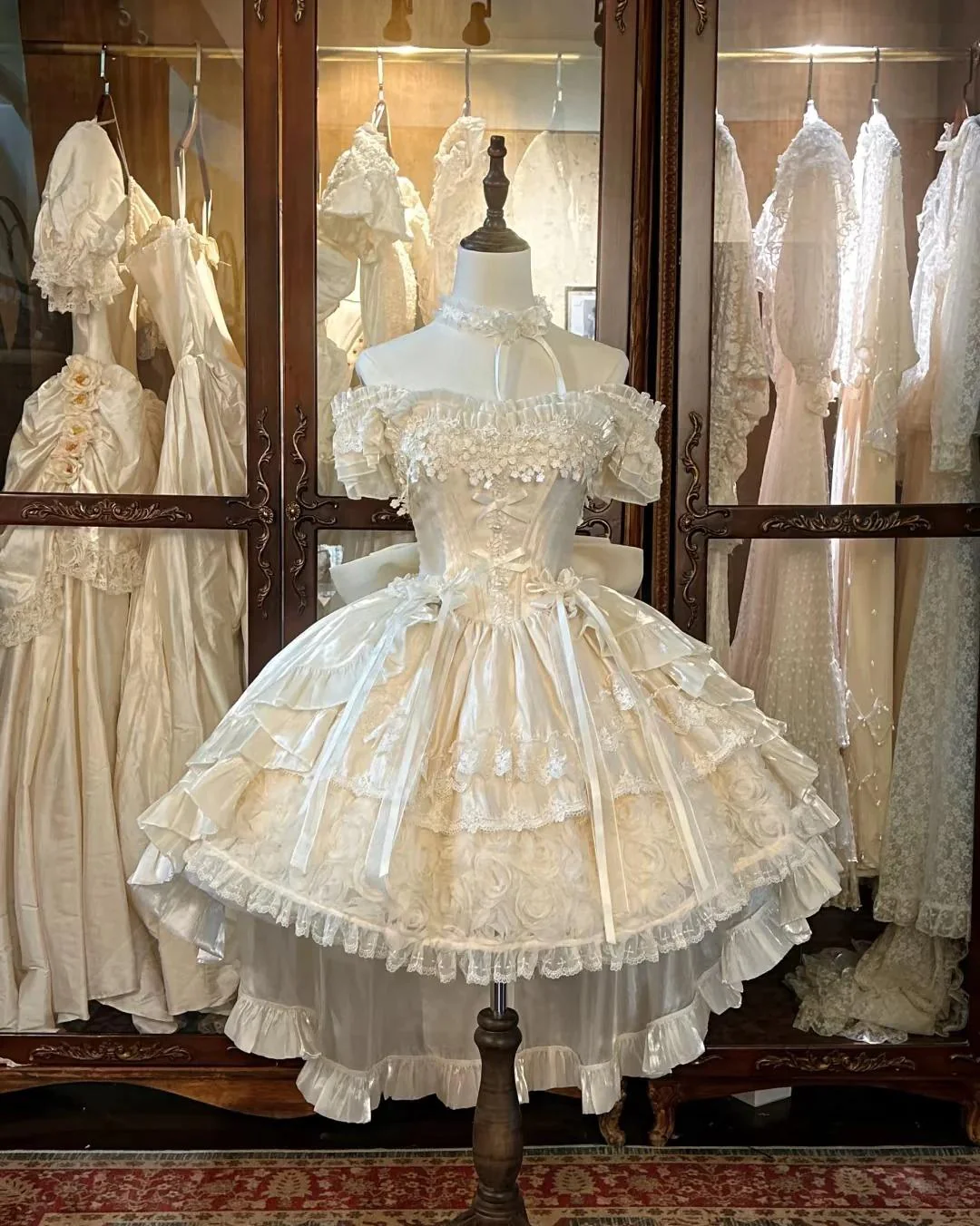 Vintage Ball Gown White Off Shoulder Tulle Lace  Short Lolita Outfits 22th Birthday Dress Mini Cute Lolita Dress  DH02715 - Deanwangkt