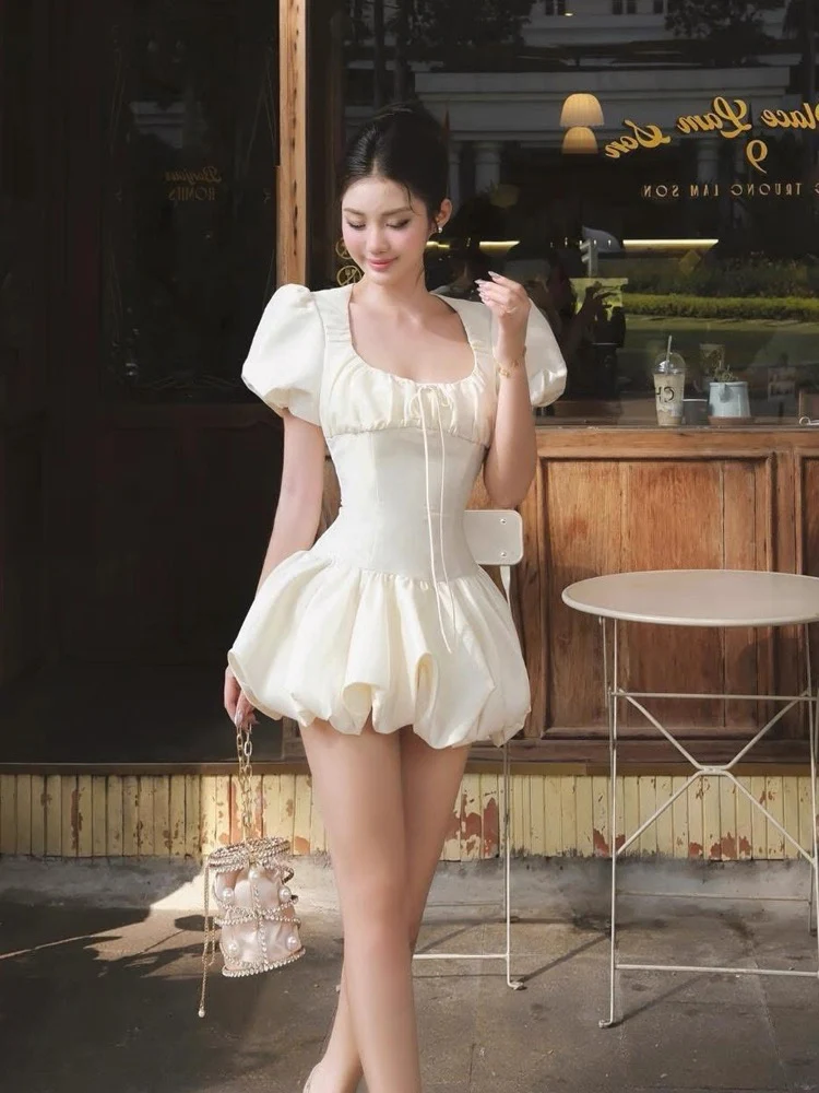 Cute Ball Gown Square Neck Satin Formal Homecoming Dresses 8th Grad Dance Graduation Dress Short Hoco Dresses DH2636 - Deanwangkt