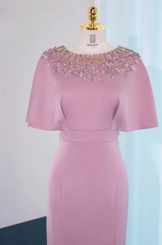 Modest Jewel Mermaid Mother of the Bride Dresses, Satin Dusty Pink Evening Dresses DP3238 - Deanwangkt