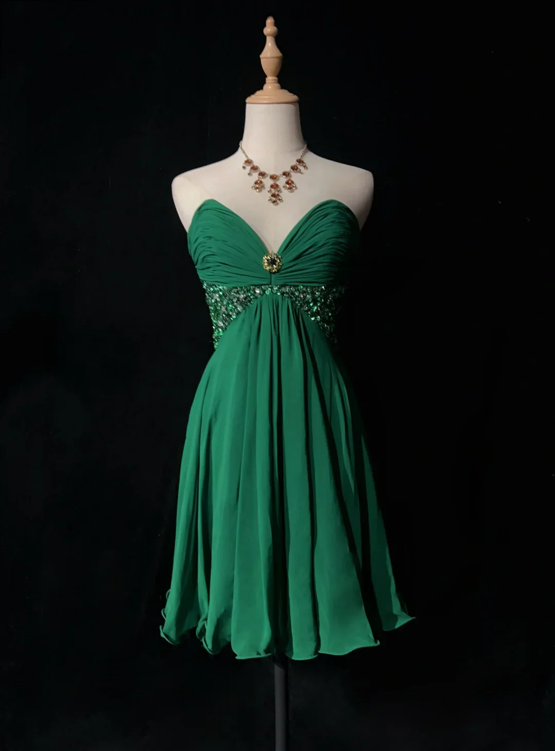 Vintage A line Sweetheart Green Chiffon Short Formal 8th Grade Homecoming Dresses Middle School Cocktail Dress Mini Hoco Outfits DH1468 - Deanwangkt