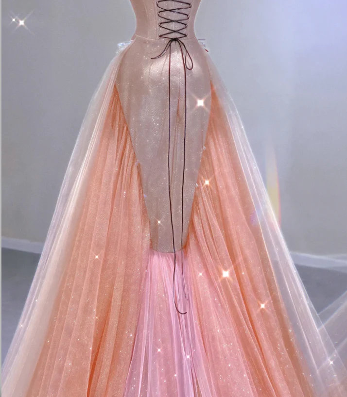 Classy Mermaid Strapless Sequin Long Pink Prom Dresses Graduation Dress High School Classy Evening Dresses DP402 - Deanwangkt