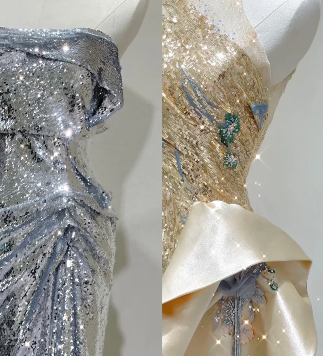 Pretty Mermaid Strapless Sleeveless Sequin Long Prom Dresses Simple Evening Dresses DP466 - Deanwangkt