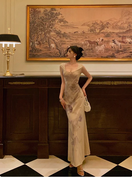 Elegant Sheath Floral Sleeveless 21st Birthday Dress Party Gown Birthday Outfits Birthday Dress Ideas For Women DP545 - Deanwangkt