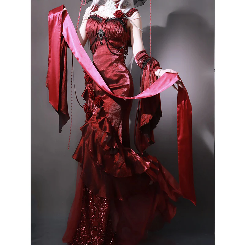 Vintage High Low Spaghetti Straps Burgundy 16th Birthday Dress Lolita Dress Satin Birthday Outfits DP0217 - Deanwangkt