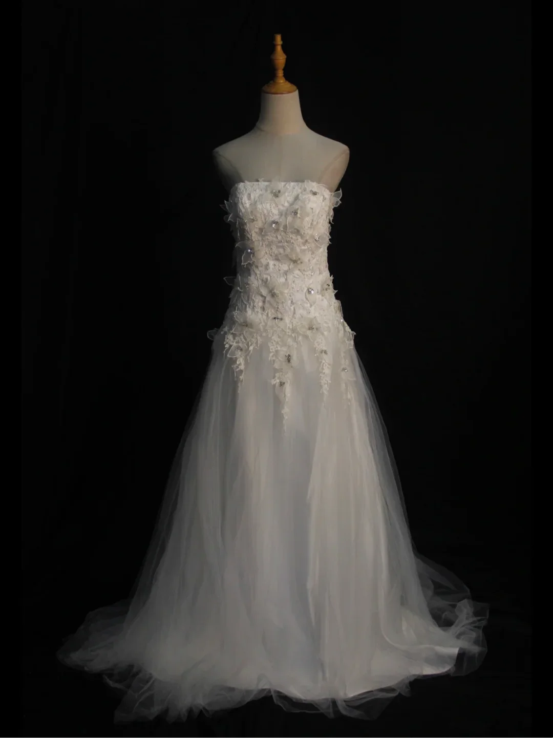 Vintage Wedding Dress 1970s Ball Gown Strapless White Tulle Wedding Dresses Bridal Gowns Elegant Brides Gown DH579 - Deanwangkt