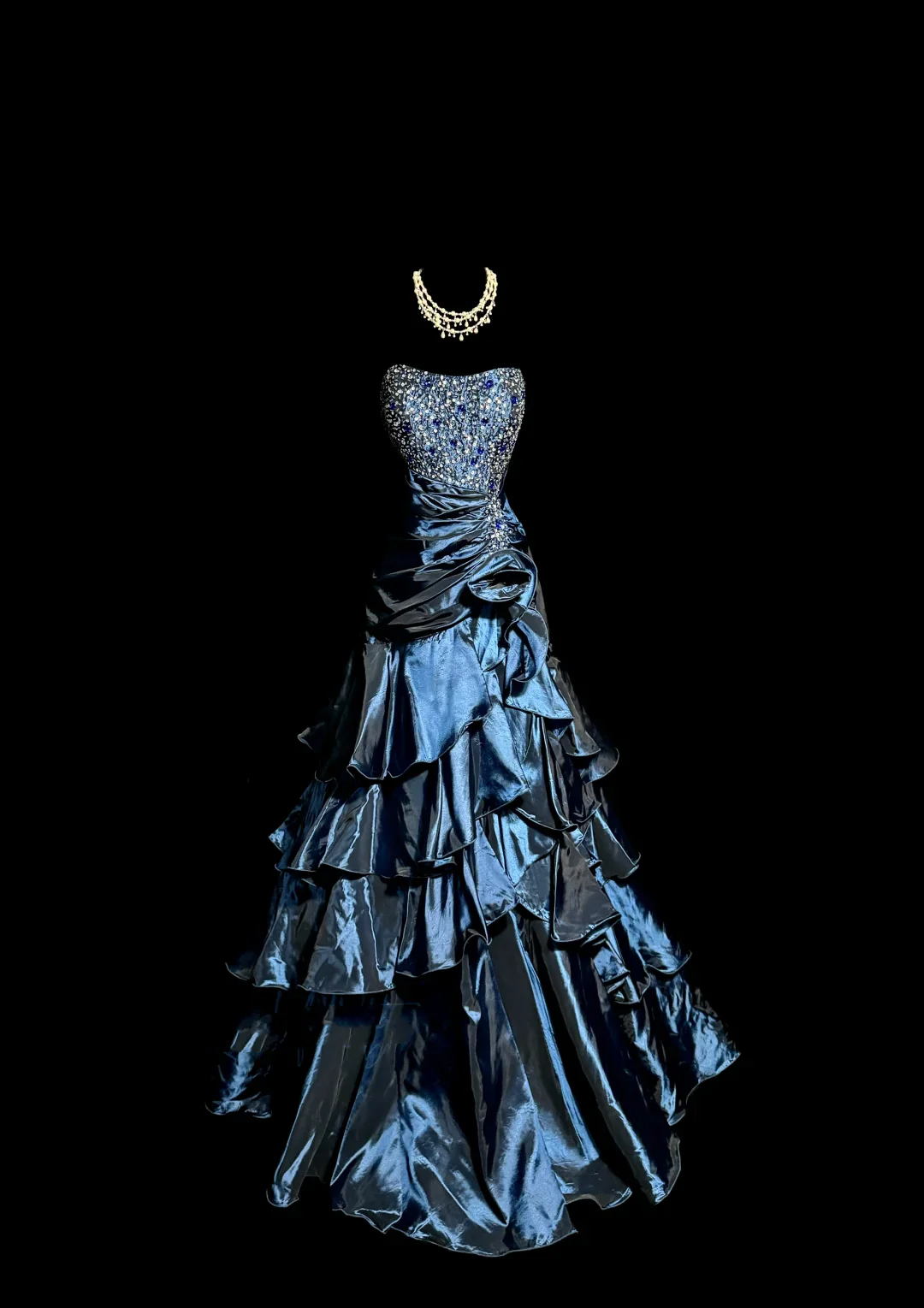 Vintage Mermaid Sweetheart Navy Blue Taffeta Long Prom Dresses Party Dress Birthday Outfits Graduation Dresses W838 - Deanwangkt