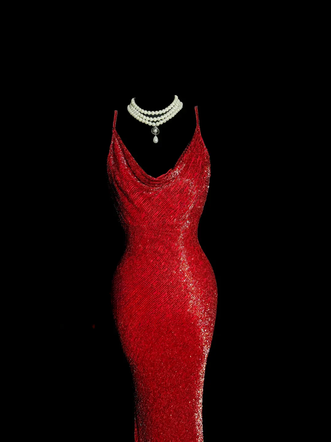 Vintage Mermaid Spaghetti Straps Red Sequin Long Prom Dresses Party Dress 18th Birthday Outfits Graduation Dresses DH2645 - Deanwangkt