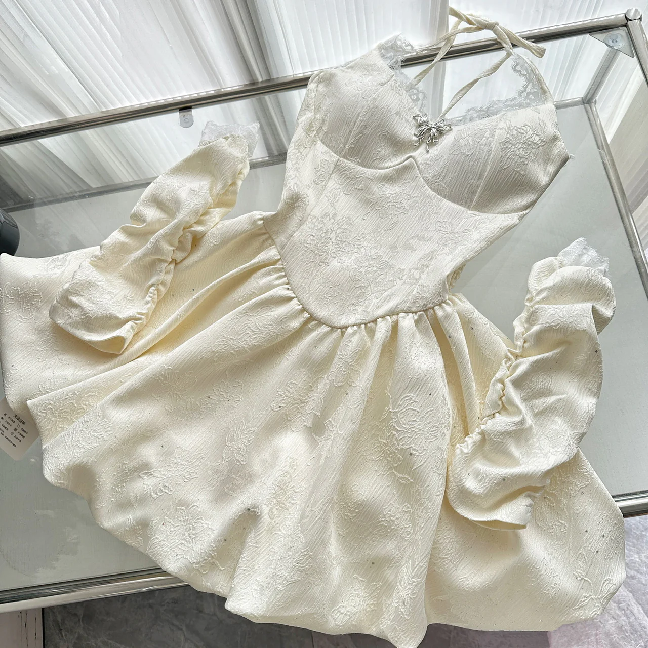 Cute A Line Halter Ivory Lace Summer Dress Holiday Party Outfits For Women DP0096 - Deanwangkt