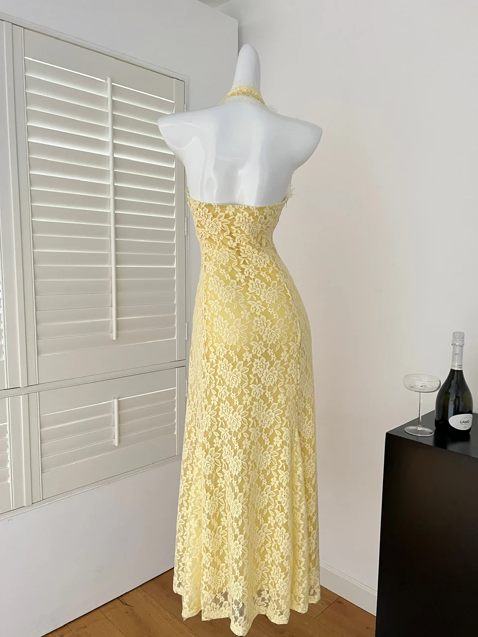 Sexy Sheath V Neckline Yellow Lace Summer Dress Holiday Party Outfits For Women DP0114 - Deanwangkt