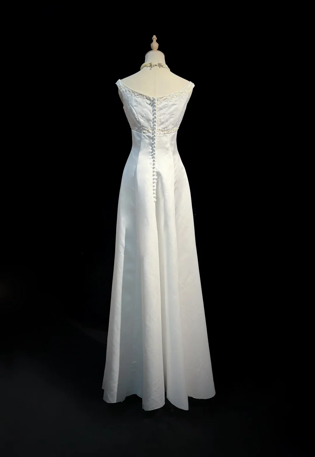 Classic Bridal Gown A line Jewel Neck Satin Long White Wedding Dresses Elegant Bridal Gowns DH649 - Deanwangkt