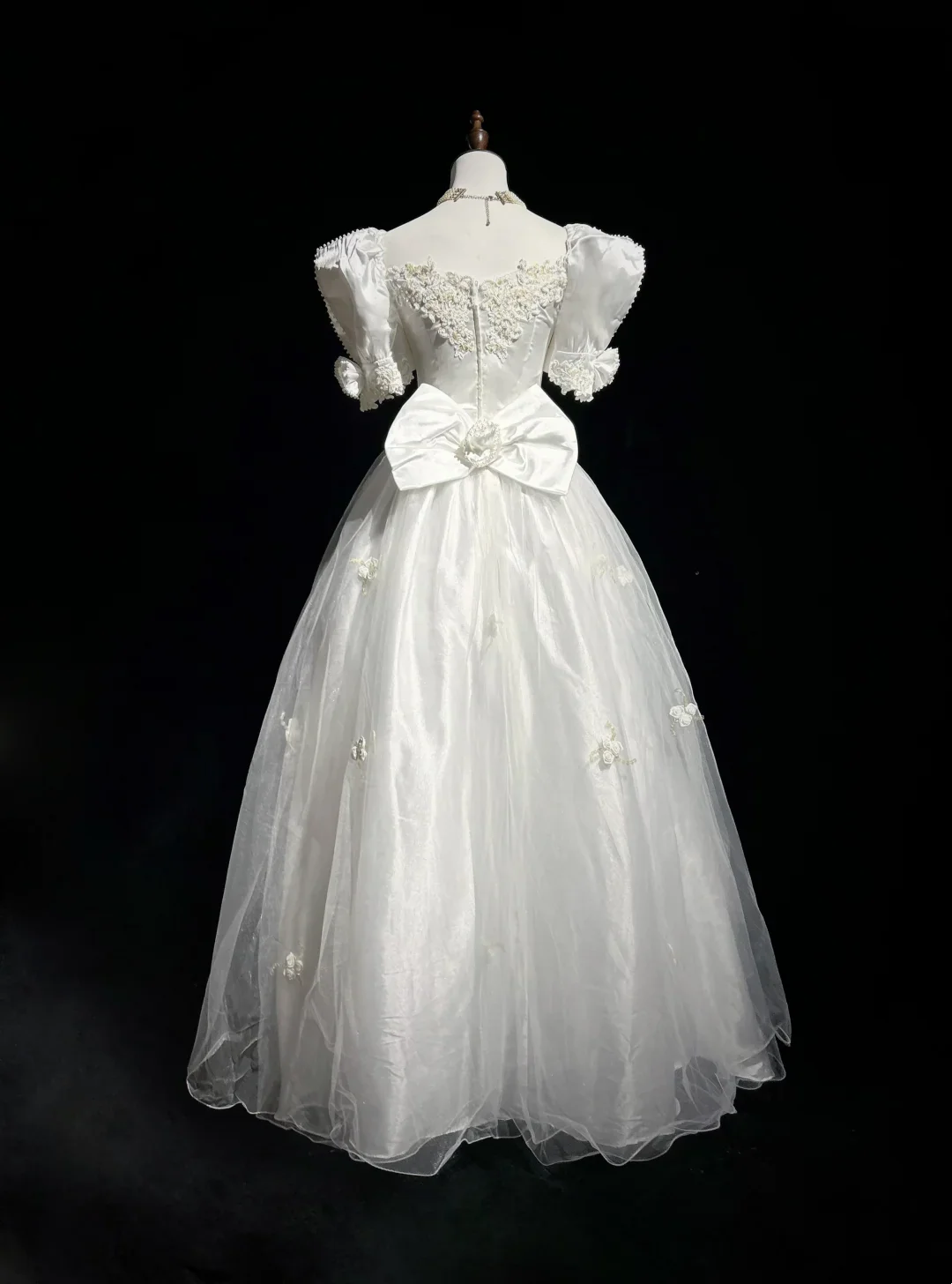 Princess Bridal Gown Ball Gown Square Neck Tulle 1960s Wedding Dress With White Short Sleeves Lace Wedding Dresses Vintage 80s Wedding Gowns DH1266 - Deanwangkt