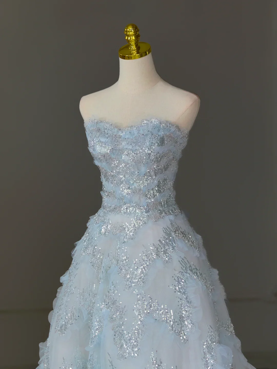 Pretty Ball Gown Sweetheart Tulle Light Blue Long Quinceanera Dress Formal Gowns Vestido De 15 Anos Sweet 16 Dress DH1124 - Deanwangkt