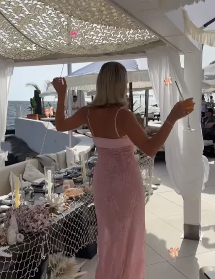 Elegant Wedding Guest Outfit Sheath Straps Pink Night Dresses Summer Wedding Guest Dresses Graduation Dresses DP750 - Deanwangkt