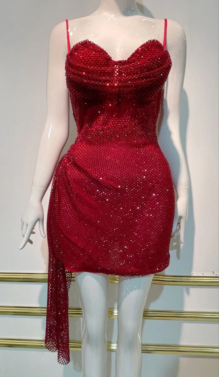 Trendy Sheath Straps Red Sequin Formal Short 8th Grade Homecoming Dress Summer Middle School Hoco Dresses Cocktail Dress Birthday Outfits W0589 - Deanwangkt