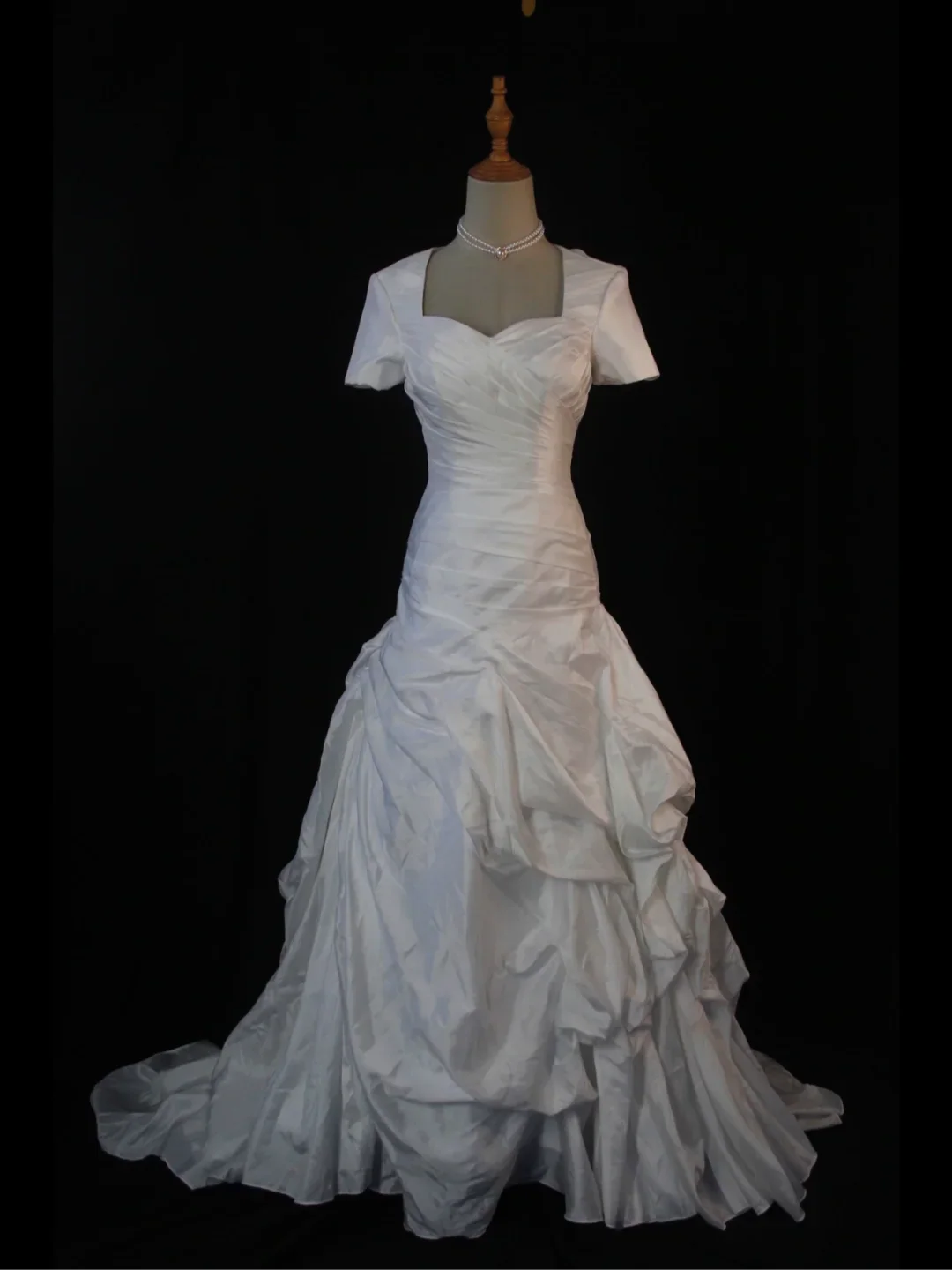 Vintage Wedding Dress 1970s Mermaid Sweetheart White Satin Long Wedding Dresses Bridal Gowns Elegant Brides Gown DH580 - Deanwangkt