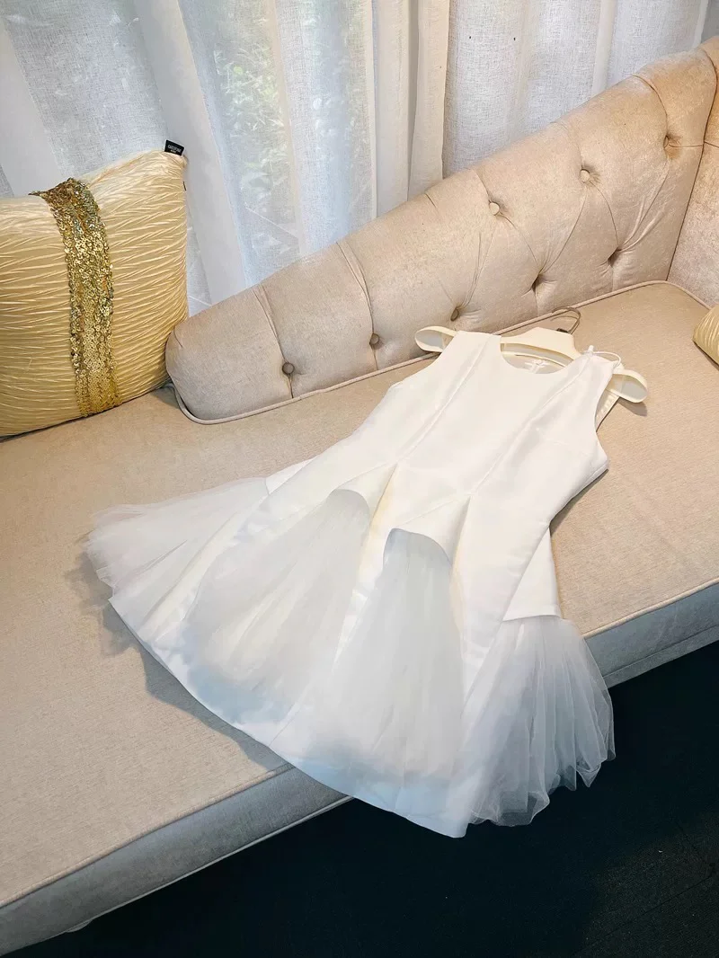 Trendy Ball Gown Scoop White Satin Formal Short 8th Grade Homecoming Dress Summer Middle School Hoco Dresses Birthday Outfits W936 - Deanwangkt