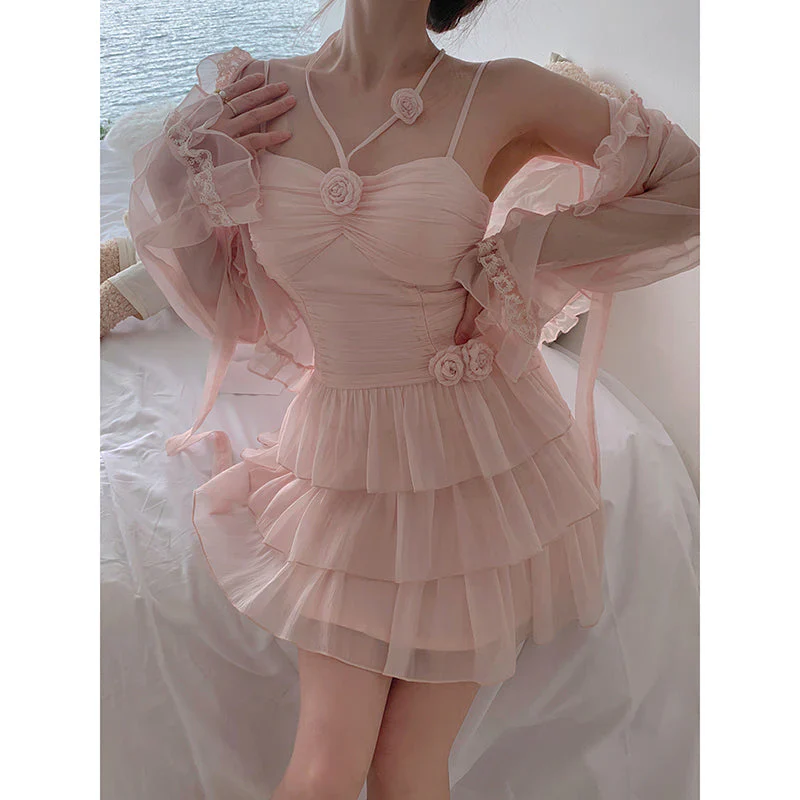 Cute A line Pink Chiffon Summer Short Homecoming Dress Hoco Dress Mini 18th Birthday Outfit Cocktail Dresses DP1862 - Deanwangkt