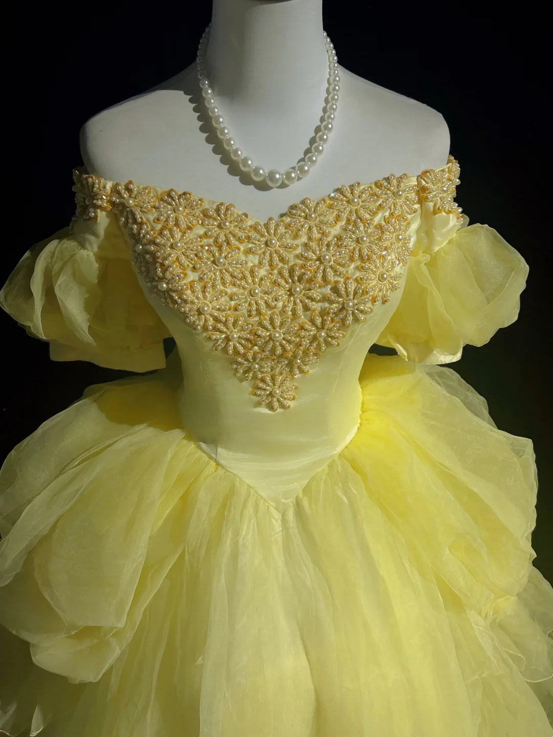 Pretty Ball Gown Square Neck Yellow Tulle Long Floral Quinceanera Dress Formal Gowns Sweet 17 Dresses Vestido De 15 Anos Sweet 16 Dress DH2683 - Deanwangkt