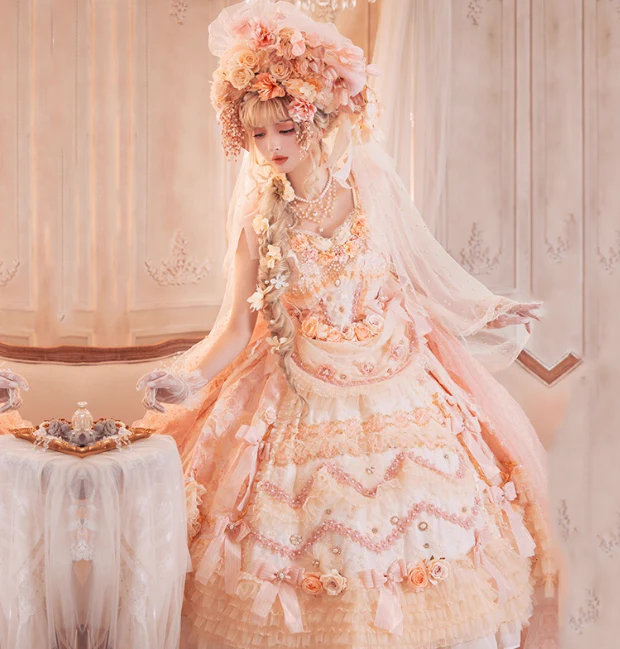 Princess Straps Ball Gown Tulle Orange Short Birthday Dresses Cute Lace Orange Lolita Dresses DP4000 - Deanwangkt