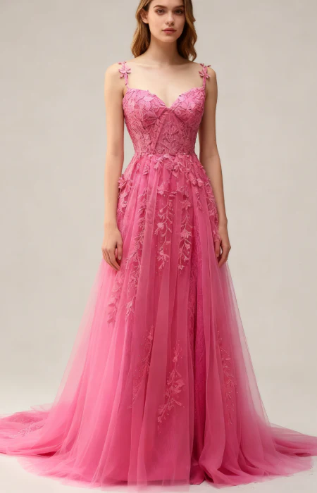 Sexy A Line Spaghetti Straps Navy Prom Dress with Appliques Formal Dress DP290 - Deanwangkt