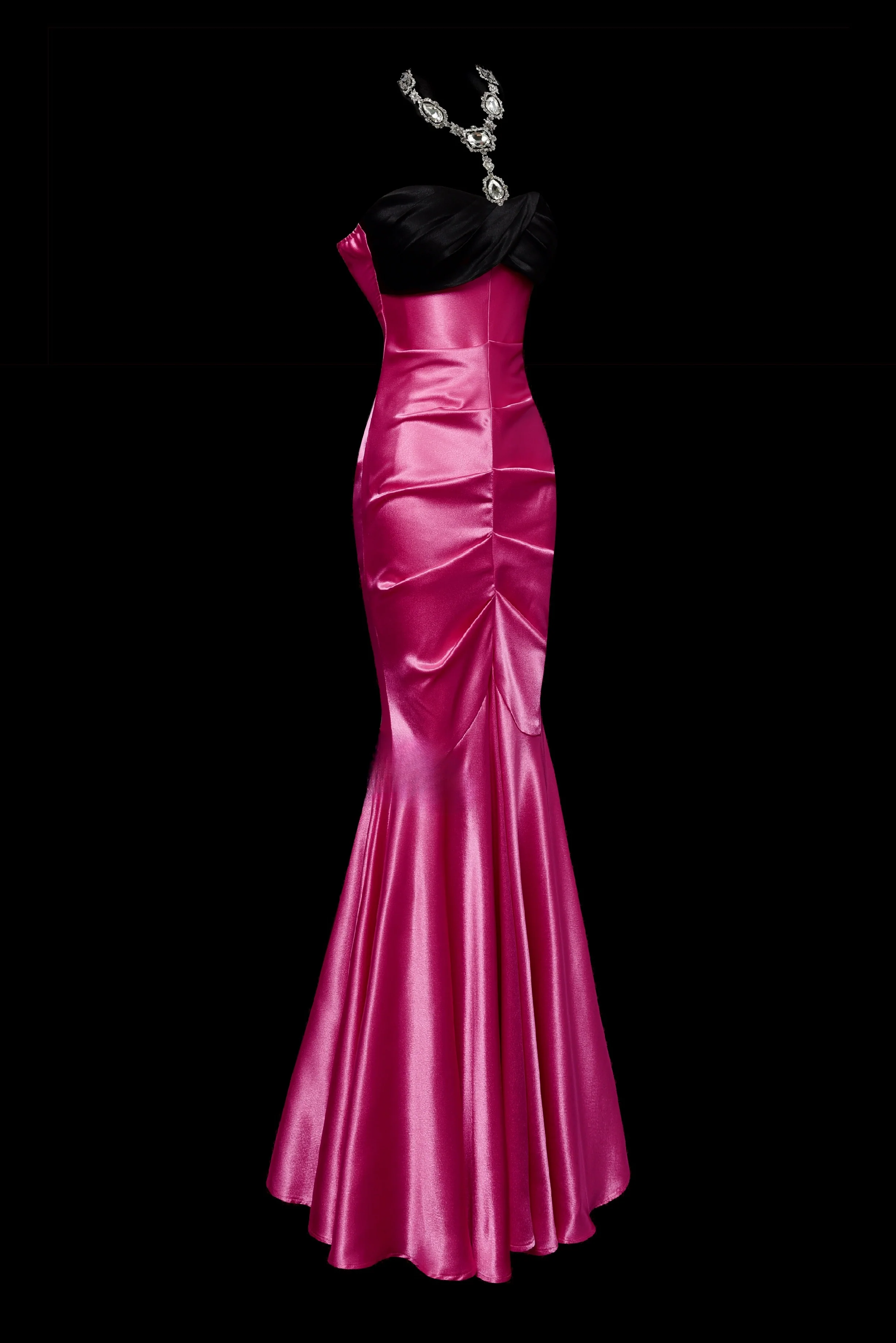 Elegant Strapless Mermaid Long Prom Dresses, Satin Hot Pink Evening Gowns DP3220 - Deanwangkt