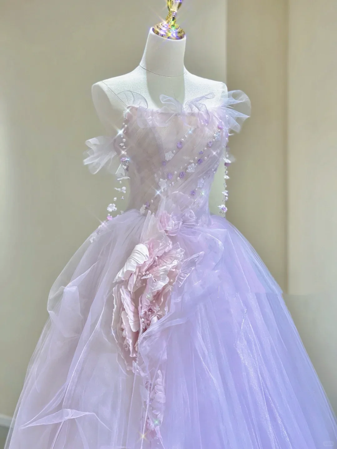Pretty Ball Gown Strapless Sleeveless Long Pink Tulle Prom Dresses Evening Dresses DP314 - Deanwangkt