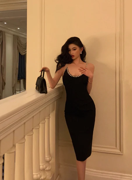 Classy Sheath Spaghetti Straps Knee Length Black Homecoming Dress Cocktail Dress Birthday Dresses DP1626 - Deanwangkt