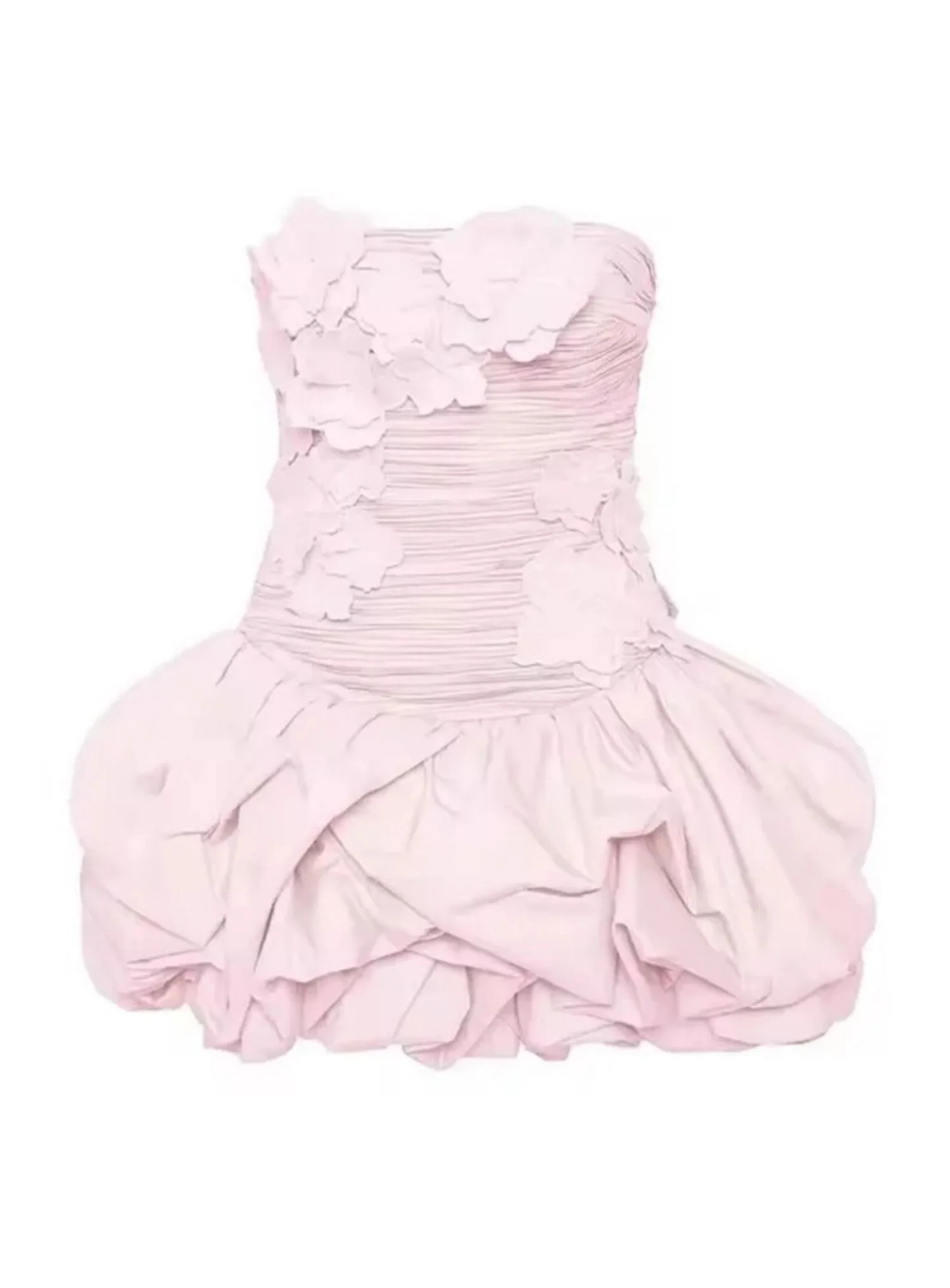 Modest Ball Gown Strapless Satin Lace Formal Homecoming Dresses Short 16th Birthday Outfits Graduation Dress Mini Hoco Dresses DH2540 - Deanwangkt