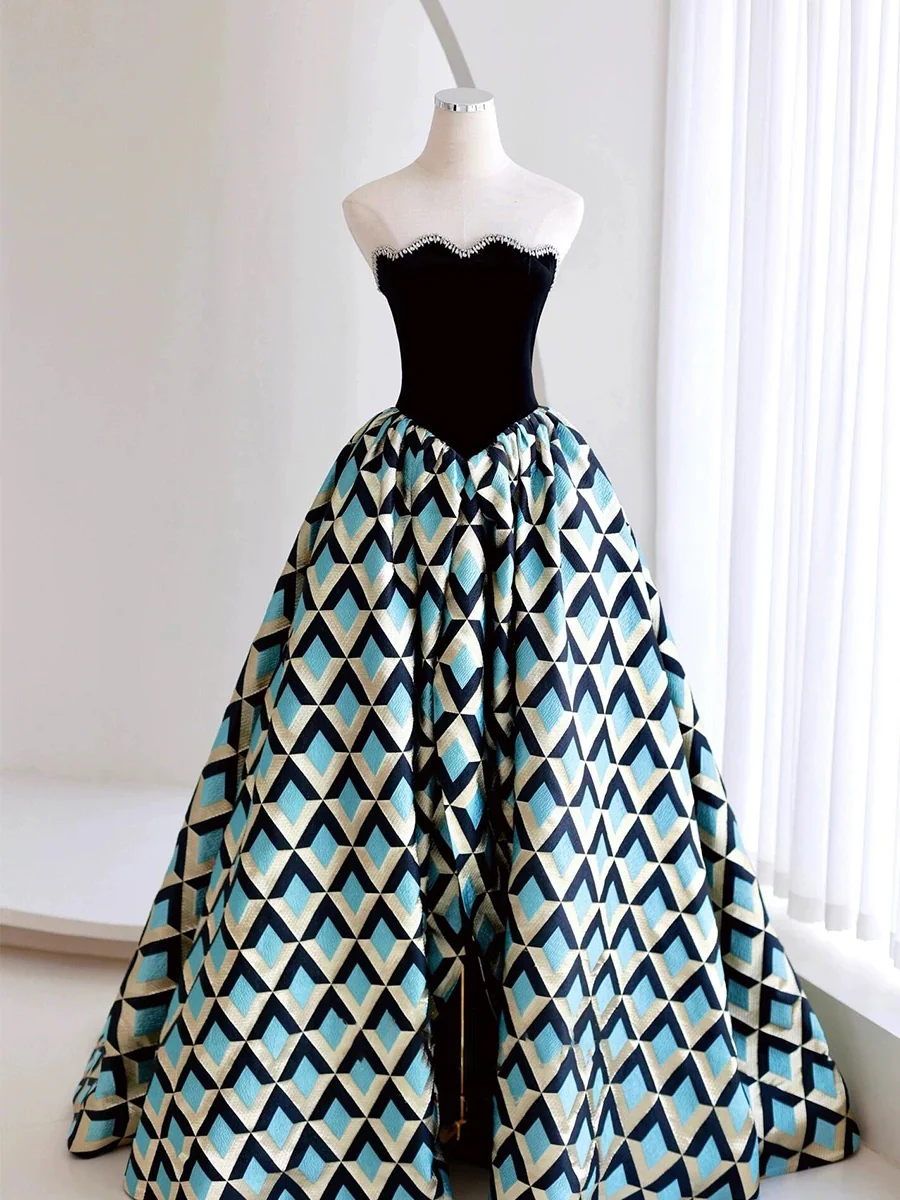 Classy Ball Gown Strapless Satin Black Evening Dress Long Prom Dresses H2862 - Deanwangkt