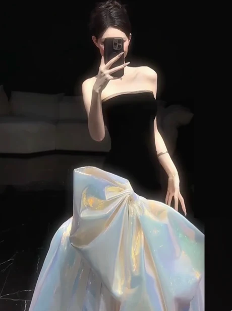 Elegant Glamour Mermaid Strapless Black 21st Birthday Dresses Evening Gown Birthday Outfits Evening Dress For Women DP1644 - Deanwangkt