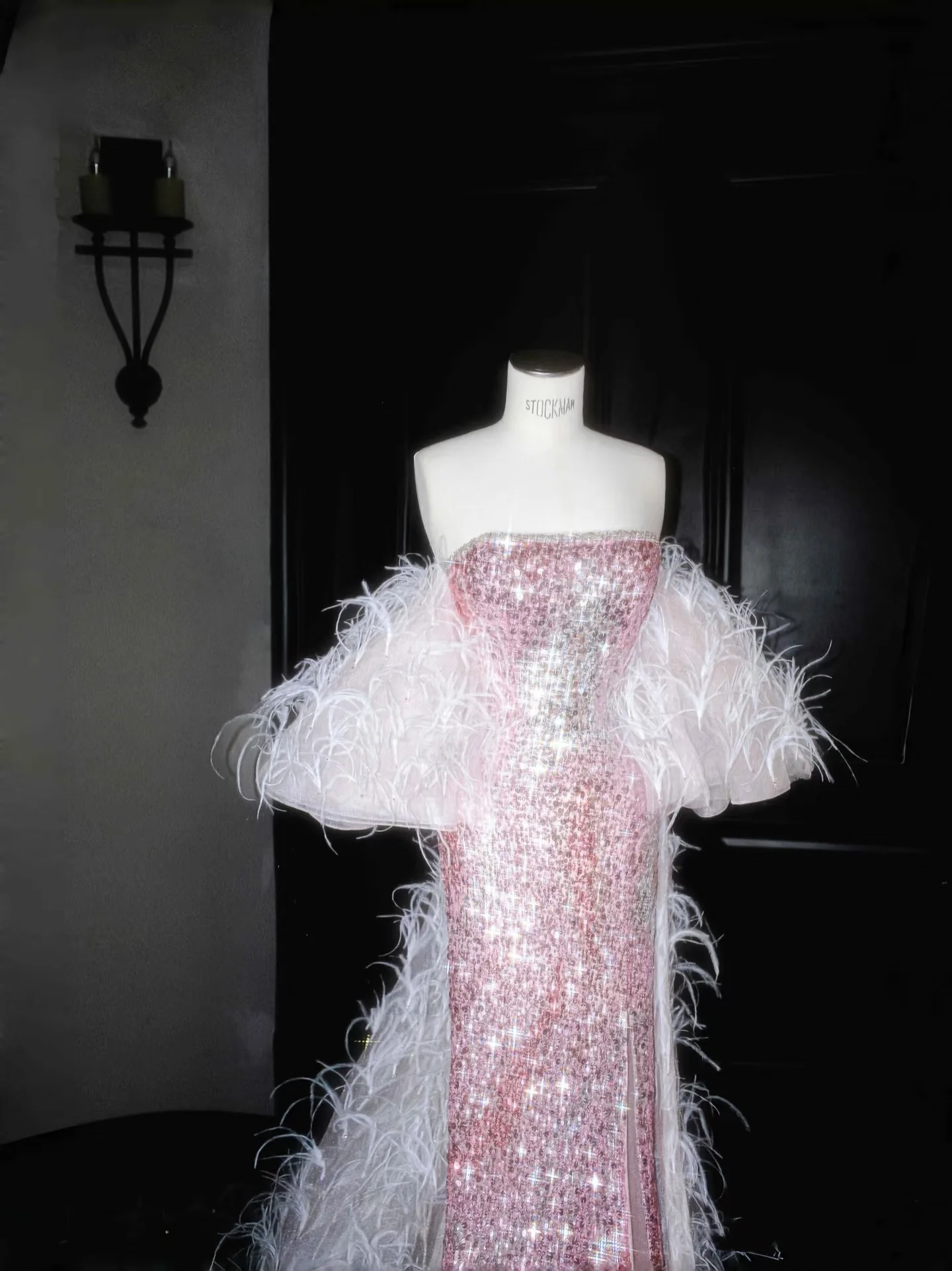 Vintage Mermaid Strapless Pink Sequins Long Prom Dress Party Dress Graduation Dresses Birthday Outfits D2715 - Deanwangkt