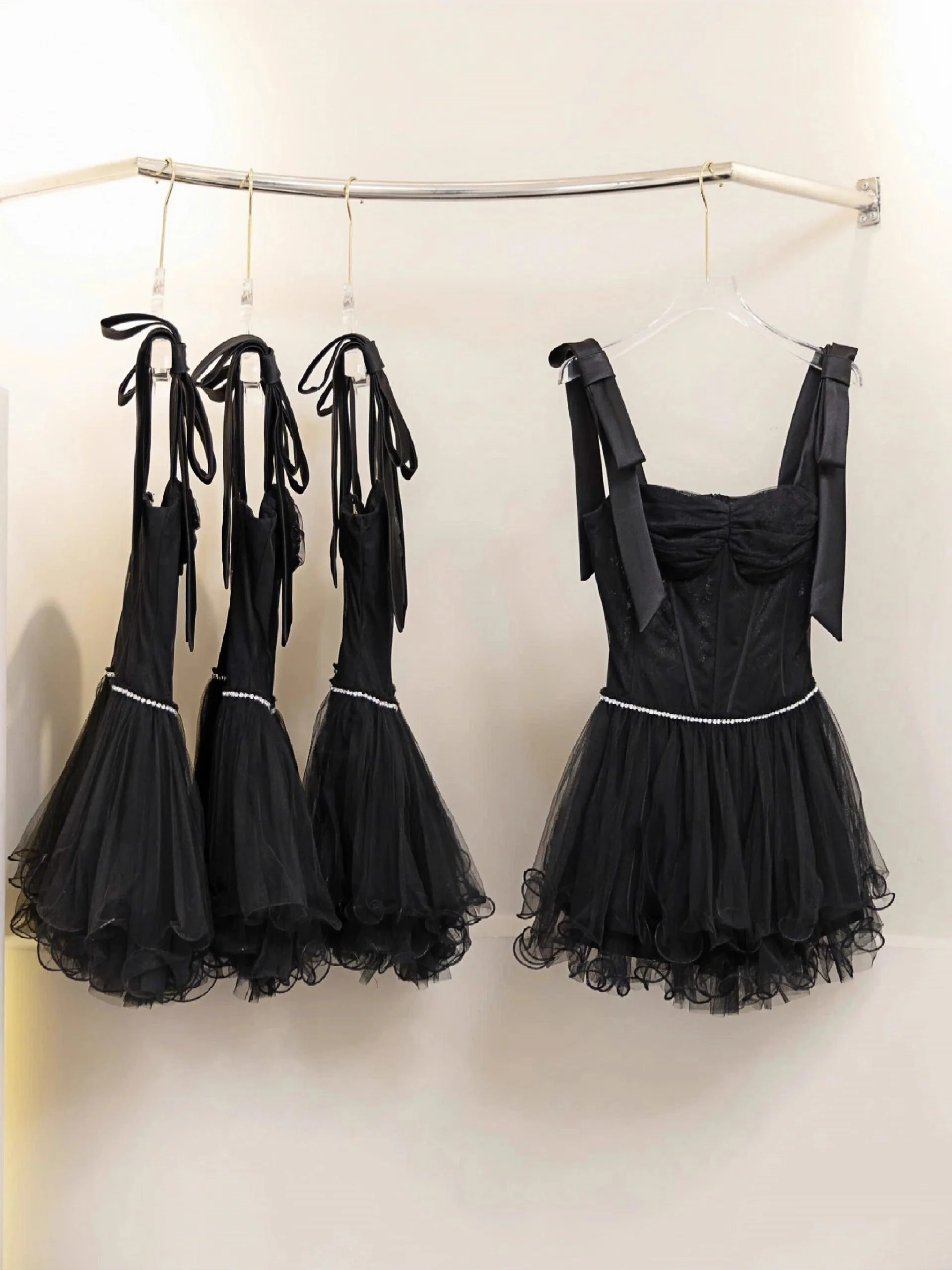 Cute A Line Straps Little Black Dress Party Dresses Short Formal Homecoming Dresses Night Chic Elegant Short Dresses Cocktail Dress 16th Birthday Outfits Tulle Hoco Dresses DH2770 - Deanwangkt