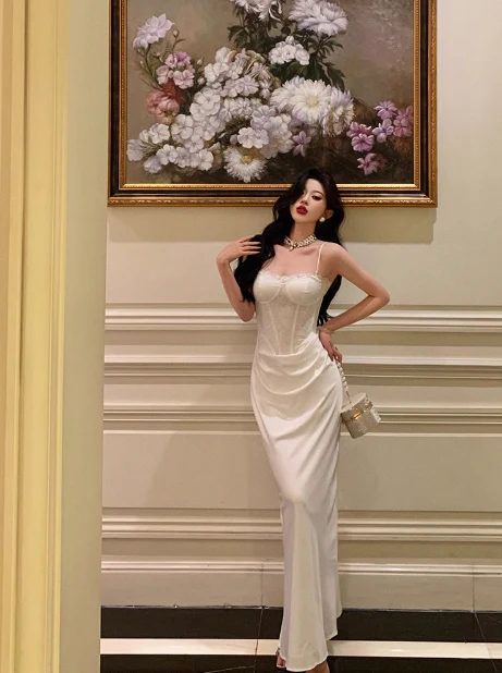 Classy Mermaid Spaghetti Straps White 18th Birthday Dress Party Gown 18th Birthday Outfits Birthday Dress Ideas For Women DP579 - Deanwangkt