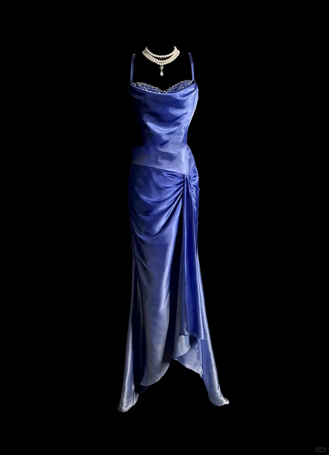 Vintage Mermaid Spaghetti Straps Satin Long Prom Dresses Ruffles Evening Gowns Evening Dress DP938 - Deanwangkt