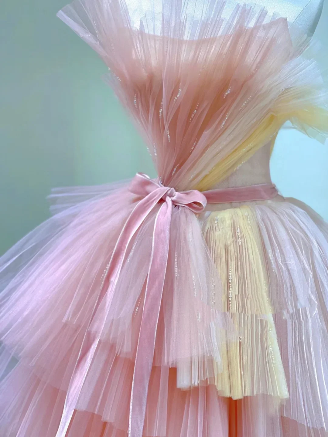 Pretty Ball Gown Strapless Pink Tulle Long Prom Dresses Evening Dresses DP332 - Deanwangkt