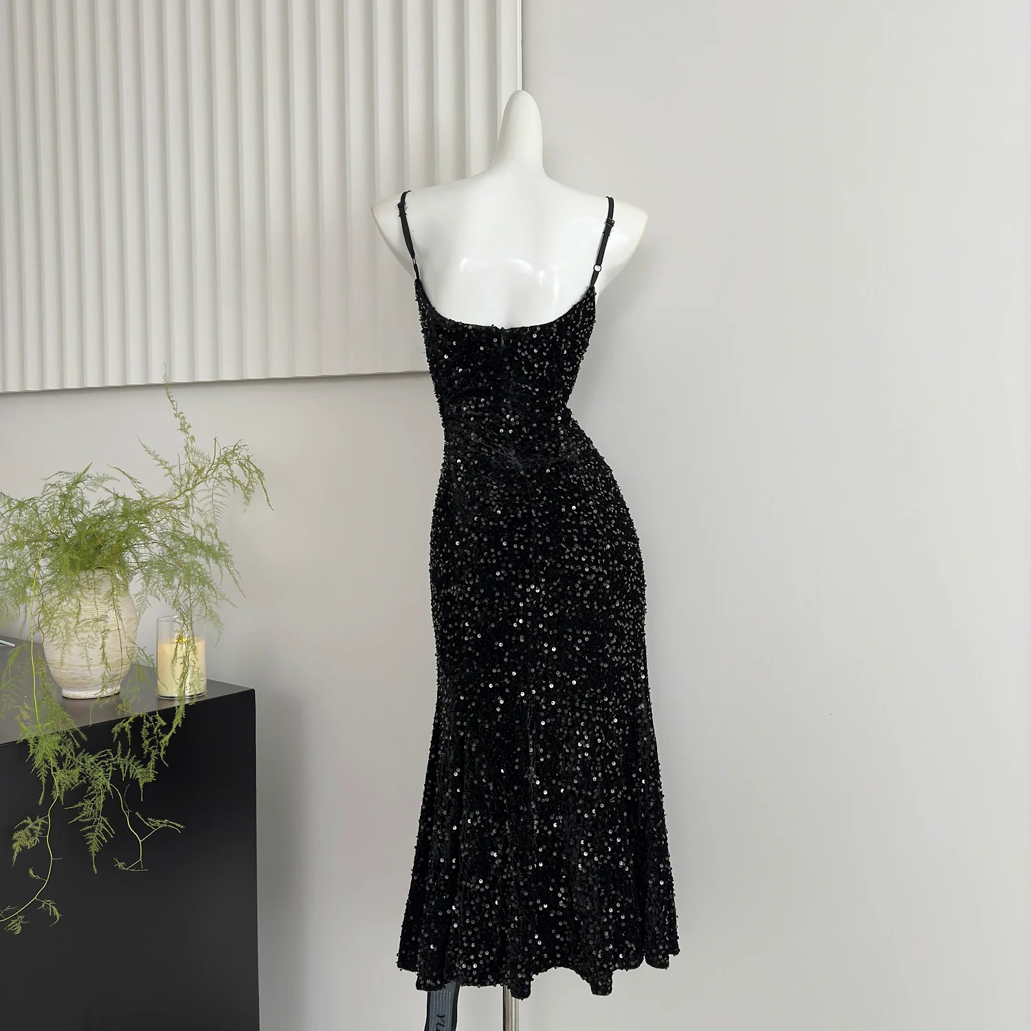 Sexy Mermaid Spaghetti Straps Sequin Birthday Party Dress Summer Holiday Outfits For Women DP0131 - Deanwangkt