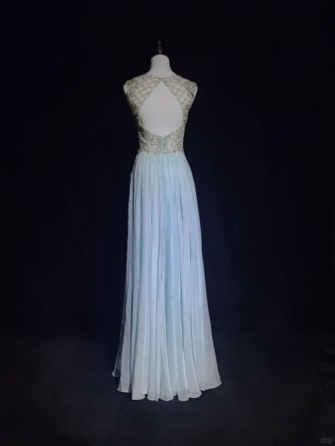 Vintage A Line Scoop Light Sky Blue Chiffon Long Prom Dress Party Dress Evening Dresses DP1690 - Deanwangkt